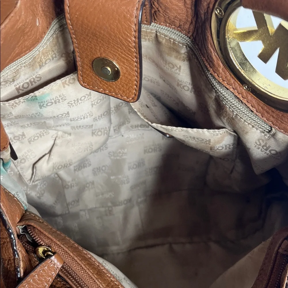 Michael Kors Fulton Large Leather East West Tote Bag Luggage Handbag Brown - Picture 7 of 12